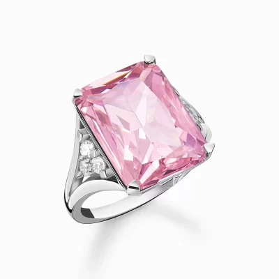 THOMAS SABO Ringar | Återvunnet 925 silver<RING MED ROSA OCH VITA STENAR SILVER silverfargad, vit, rosa