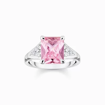 THOMAS SABO Ringar | Återvunnet 925 silver<RING MED ROSA OCH VITA STENAR SILVER silverfargad, vit, rosa