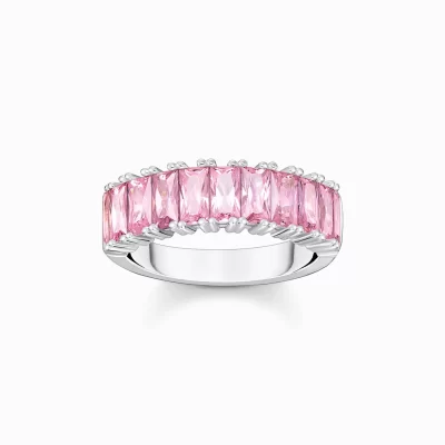 THOMAS SABO Ringar | Återvunnet 925 silver<RING MED ROSA STENAR PAV&EACUTE; SILVER silverfargad, rosa