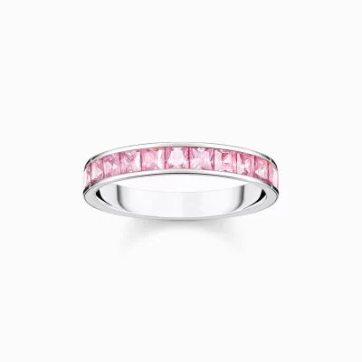 THOMAS SABO Ringar | Återvunnet 925 silver<RING MED ROSA STENAR PAV&EACUTE; SILVER silverfargad, rosa