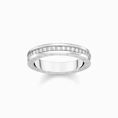 THOMAS SABO Ringar | Återvunnet 925 silver<RING MED VITA STENAR PAV&EACUTE; SILVER silverfargad, vit