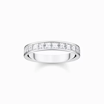 THOMAS SABO Ringar | Återvunnet 925 silver<RING MED VITA STENAR PAV&EACUTE; SILVER silverfargad, vit