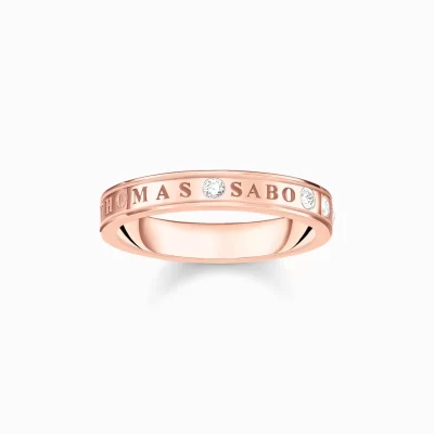 THOMAS SABO Ringar | Upp till SEK 1.100<RING MED VITA STENAR ROS&EACUTE;GULDPL&AUML;TERAD roséguldfargad, vit