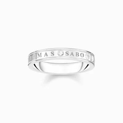 THOMAS SABO Ringar | Återvunnet 925 silver<RING MED VITA STENAR SILVER silverfargad, vit