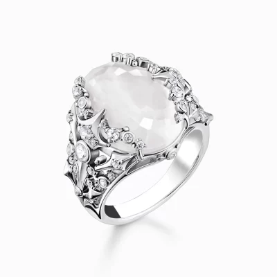 THOMAS SABO Ringar | Återvunnet 925 silver<RING MJ&OUML;LKKVARTS SILVER silverfargad, vit