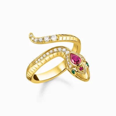 THOMAS SABO Ringar | 18K plätering<RING ORM GULD gult guldfargad, grön, vit, röd