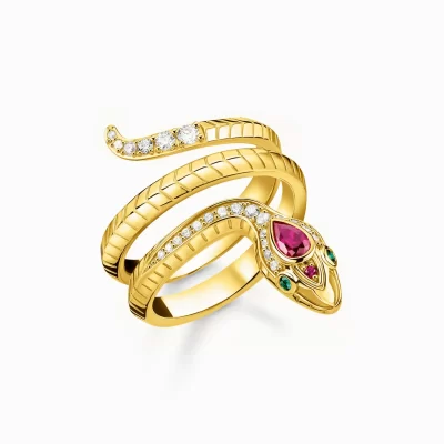 THOMAS SABO Ringar | 18K plätering<RING ORM GULD gult guldfargad, grön, vit, röd