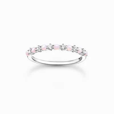 THOMAS SABO Ringar | Återvunnet 925 silver<RING ROSA OCH VIT STENAR silverfargad, vit, rosa, violett