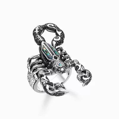 THOMAS SABO Ringar | Återvunnet 925 silver<RING SKORPION grön, svart, silverfargad, turkos, violett