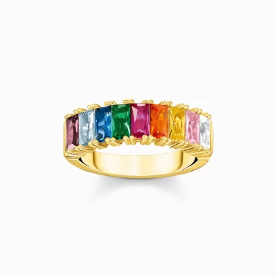 THOMAS SABO Ringar | Gåvor till henne<RING STENAR I F&AUML;RG GULD gult guldfargad, grön, blå, violett, rosa, guld, orange, röd, vit