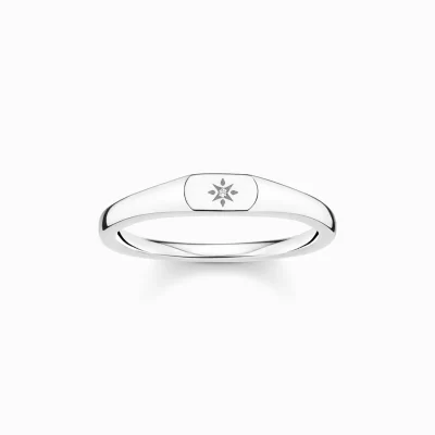 THOMAS SABO Ringar | Återvunnet 925 silver<RING STJ&AUML;RNA SILVER silverfargad, vit