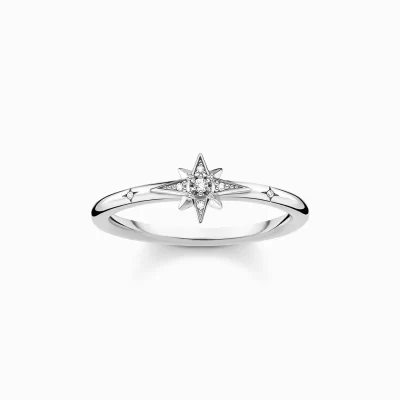 THOMAS SABO Ringar | Återvunnet 925 silver<RING STJ&AUML;RNA STENAR SILVER silverfargad, vit