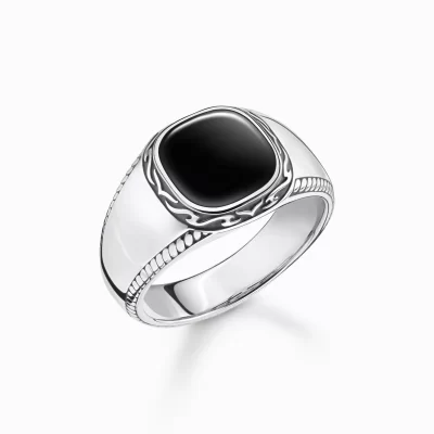 THOMAS SABO Ringar | Återvunnet 925 silver<RING SVART silverfargad, svart