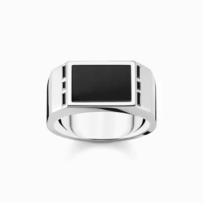 THOMAS SABO Ringar | Återvunnet 925 silver<RING SVART silverfargad, svart