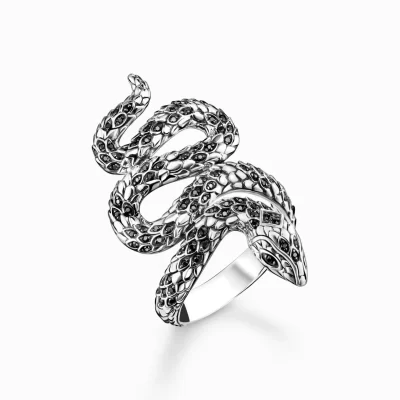 THOMAS SABO Ringar | Återvunnet 925 silver<RING SV&AUML;RTAT ORM silverfargad, svart