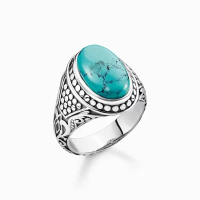 THOMAS SABO Ringar | Återvunnet 925 silver<RING TURKOS silverfargad, turkos