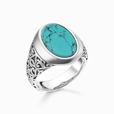 THOMAS SABO Ringar | Återvunnet 925 silver<RING TURKOS silverfargad, turkos