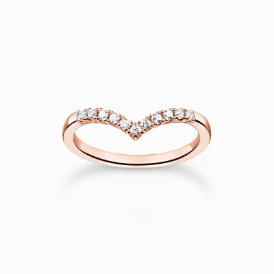 THOMAS SABO Ringar | 18K roséguldplätering<RING V-FORM MED VITA STENAR ROS&EACUTE;GULD roséguldfargad, vit