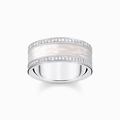 THOMAS SABO Ringar | Återvunnet 925 silver<RING, VIT MED STENAR – SILVER silverfargad, vit