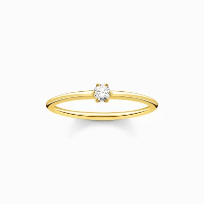 THOMAS SABO Ringar | 18K plätering<RING VIT STEN GULD vit, gult guldfargad