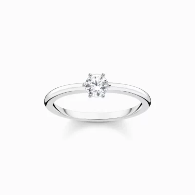 THOMAS SABO Ringar | Återvunnet 925 silver<RING VIT STEN SILVER vit, silverfargad