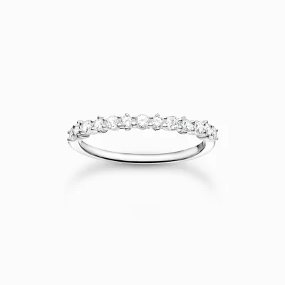 THOMAS SABO Ringar | Återvunnet 925 silver<RING VITA STENAR silverfargad, vit