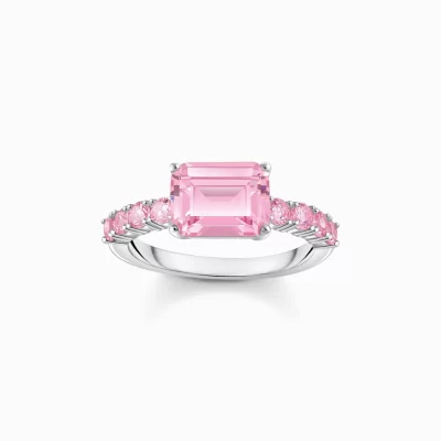 THOMAS SABO Ringar | Återvunnet 925 silver<SOLIT&AUML;RRING MED ROSA STENAR – SILVER silverfargad, rosa