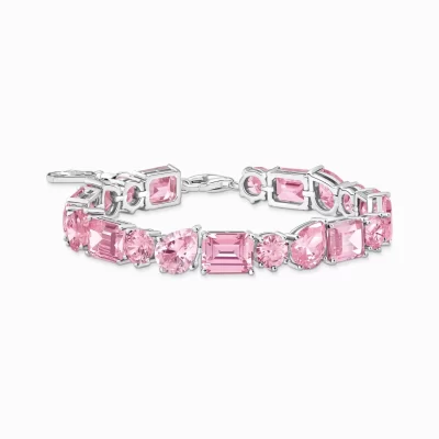 THOMAS SABO Armband | Återvunnet 925 silver<TENNISARMBAND MED 20 F&AUML;RGADE STENAR – SILVER silverfargad, rosa, vit