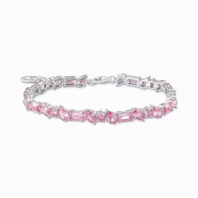 THOMAS SABO Armband | Återvunnet 925 silver<TENNISARMBAND MED 31 F&AUML;RGADE STENAR – SILVER silverfargad, rosa, vit