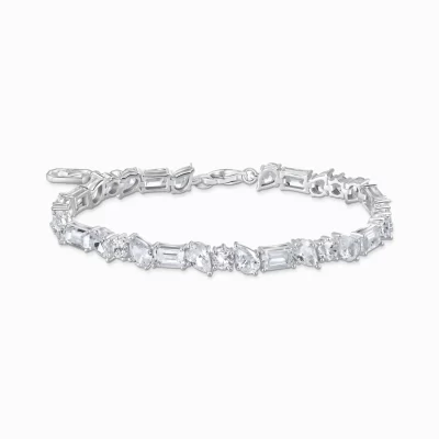 THOMAS SABO Armband | Återvunnet 925 silver<TENNISARMBAND MED 31 VITA STENAR – SILVER silverfargad, vit