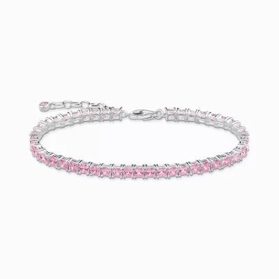 THOMAS SABO Armband | Återvunnet 925 silver<TENNISARMBAND MED ROSA STENAR SILVER silverfargad, rosa