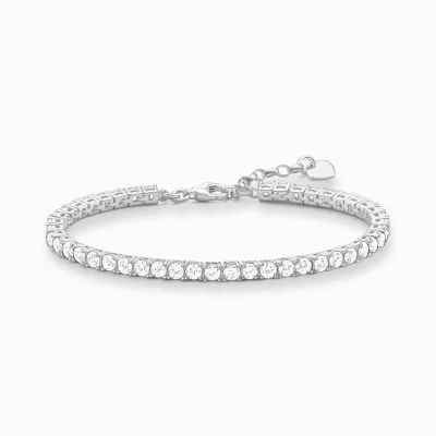 THOMAS SABO Armband | Återvunnet 925 silver<TENNISARMBAND MED VITA STENAR SILVER silverfargad, vit