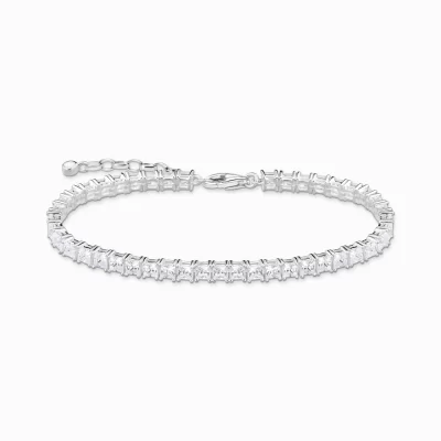 THOMAS SABO Armband | Återvunnet 925 silver<TENNISARMBAND MED VITA STENAR SILVER silverfargad, vit