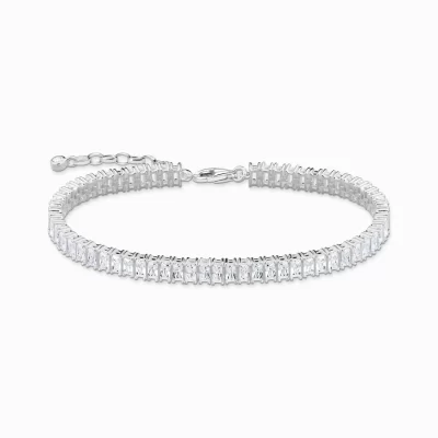 THOMAS SABO Armband | Återvunnet 925 silver<TENNISARMBAND MED VITA STENAR SILVER silverfargad, vit